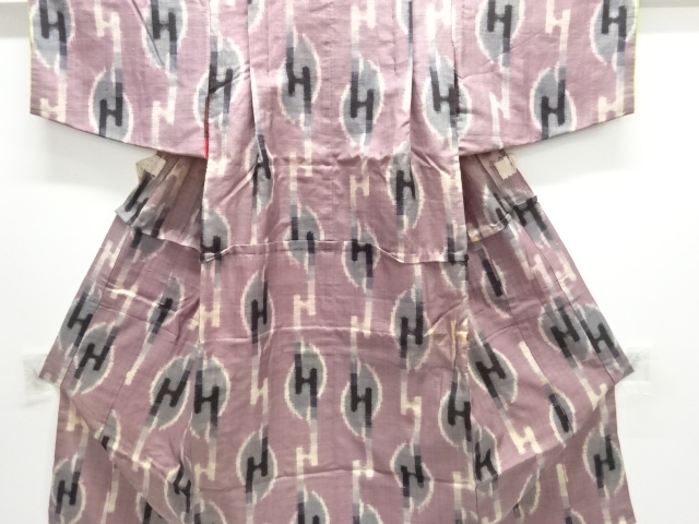 JAPANESE KIMONO / ANTIQUE KIMONO / SILK / MEISEN / WOVEN GEOMETRIC